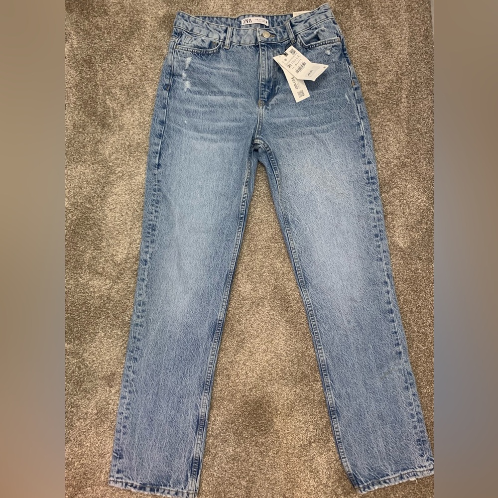NEW Zara High Rise Straight Jeans